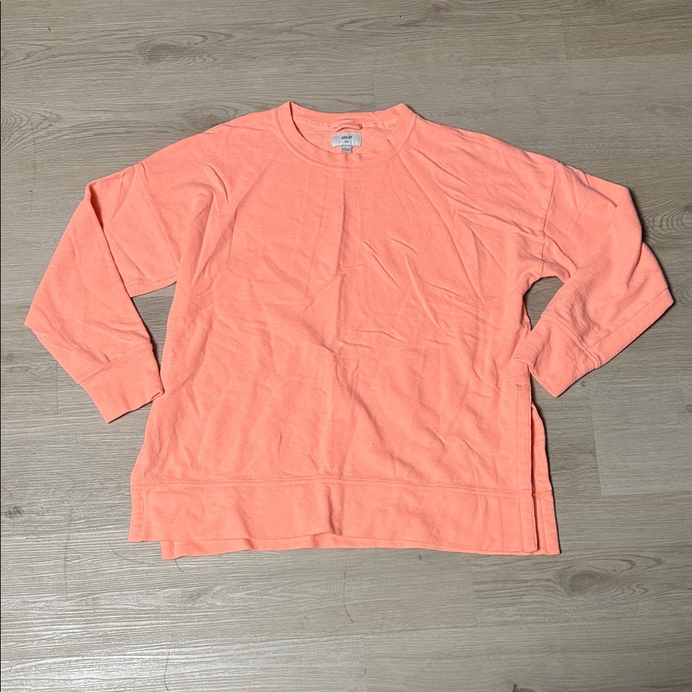 Aerie Coral Pink/Orange Modest Textured Rop Long Sleeve Tee